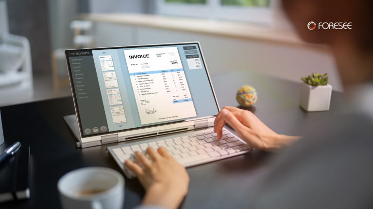 Invoice on the computer screen